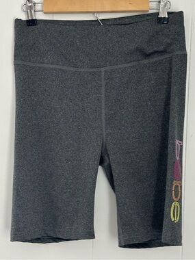 Bebe Women’s Gray Bike Shorts with Colorful Side Logo Size XL